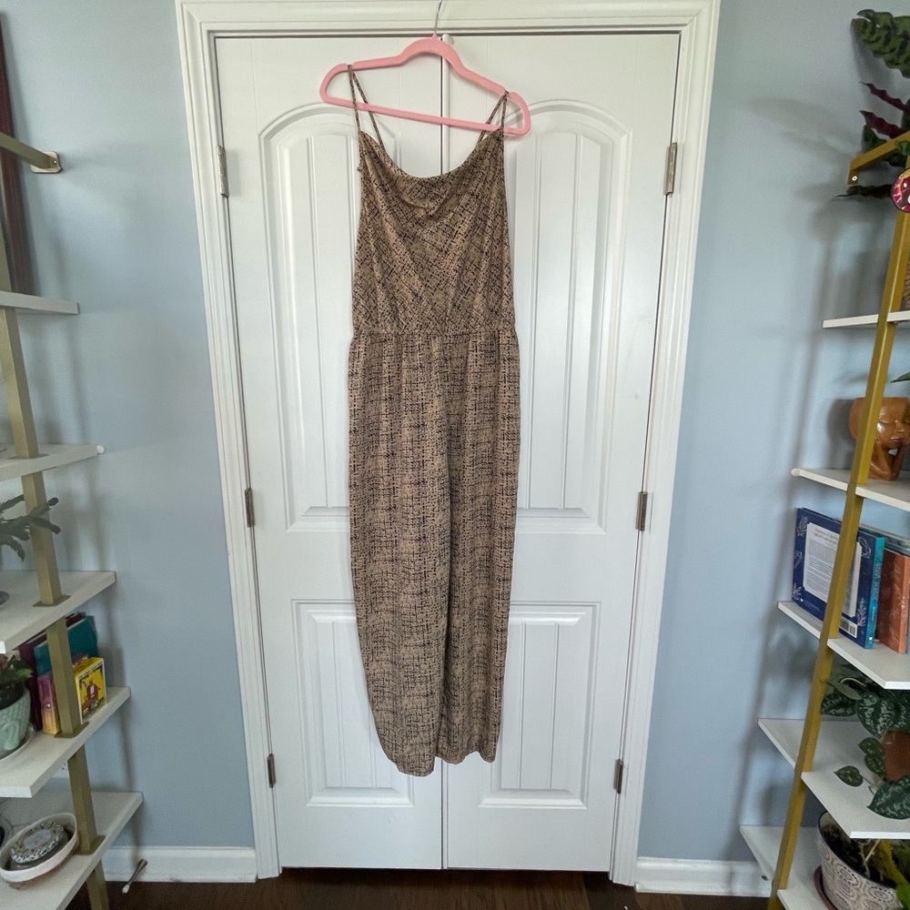 SHEIN Tan/Black Jumpsuit CrissCross Back size 3XL